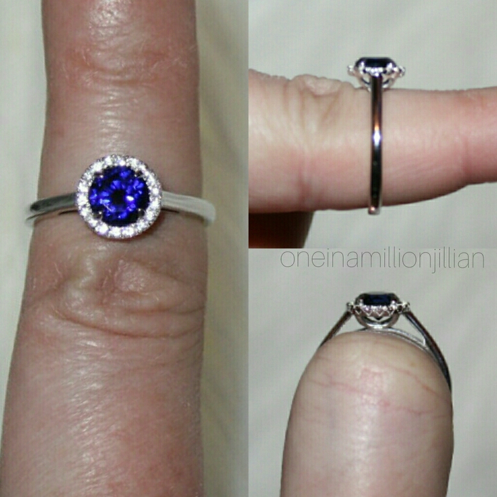 Sterling Silver Blue & White Sapphire Halo Ring - Picture 5 of 5